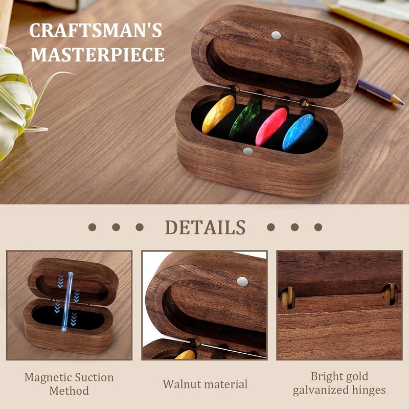 DoubleCare Walnut Guitar Pick Case Set with 12 Celluloid Picks in 3 Thicknesses, Premium Guitar Pick Holder, Mini Jewelry Box, Guitar and Bass Gift for Son, Mother, Father, Friend, Teacher - Image 2